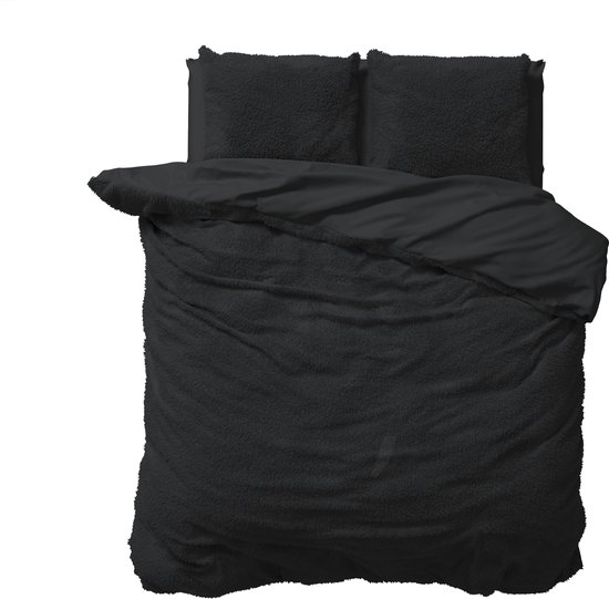 Sleeptime Teddy Dekbedovertrek - 240x200/220 + 2 kussenslopen 60x70 - Antraciet - Tweepersoons van Sleeptime