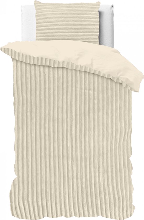 Sleeptime Teddy Rib Dekbedovertrek - 140X200/220 + 1 x kussensloop 60x70 - Creme