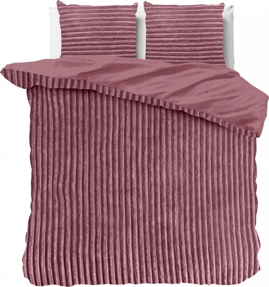 Sleeptime Teddy Rib Dekbedovertrek - 200X200/220 + 2 x kussenslopen 60x70 - Roze