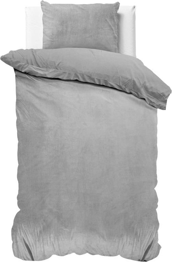 Sleeptime Velvet Touch - Dekbedovertrek - Eenpersoons - 140x200/220 + 1 kussensloop 60x70 - Grijs van Merkloos