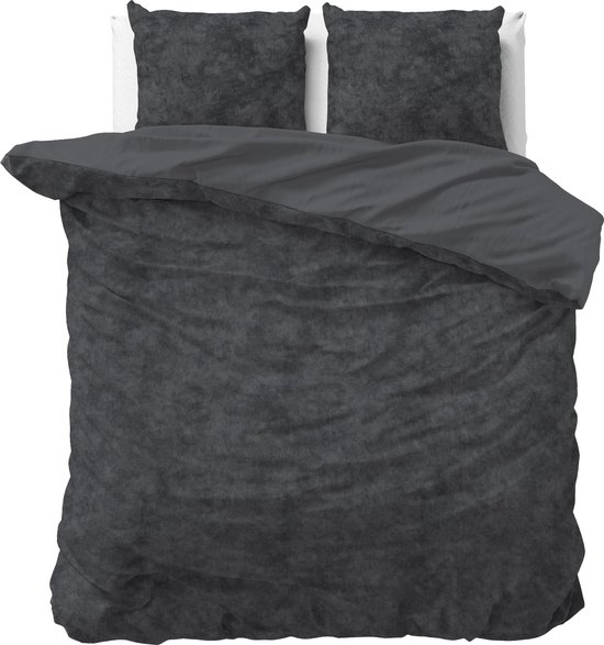 Sleeptime Velvet Touch - Dekbedovertrekset - Lits-Jumeaux - 240x200/220 + 2 kussenslopen 60x70 - Antraciet van Merkloos