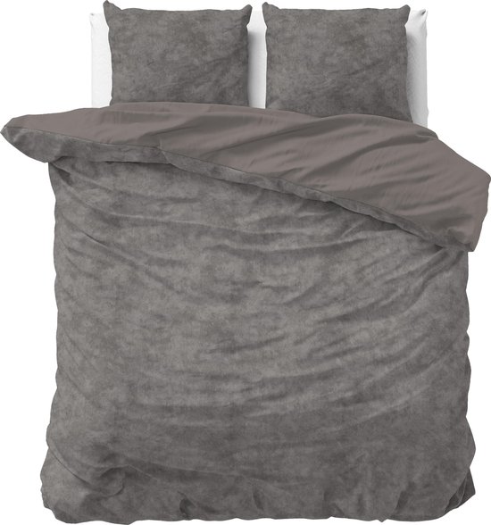 Sleeptime Velvet Touch - Dekbedovertrekset - Lits-Jumeaux - 240x200/220 + 2 kussenslopen 60x70 - Grijs van Merkloos