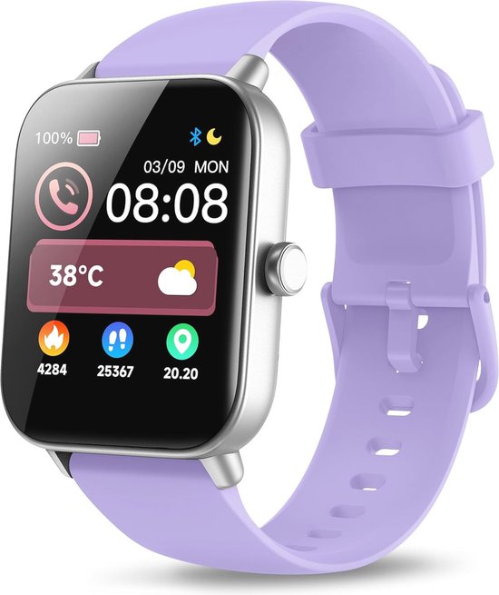 Slimme Fitness Horloge voor Dames en Heren met Telefoonfunctie en Alexa, IP68 Waterdicht, 1,8" HD Display, 100+ Sport Modi, Gezondheidsmonitor
