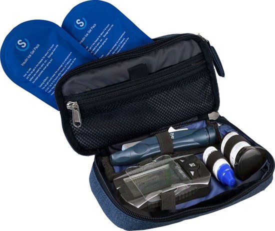Smart Cool'R Unisex Diabetes Tas Clutch Zwart -- Diabetes etui - Insuline Koeltas - Insuline Etui - Diabetes Tasje - Medische Koeltas voor Insuline met 2 Ice Packs voor optimale temperatuur van Smart