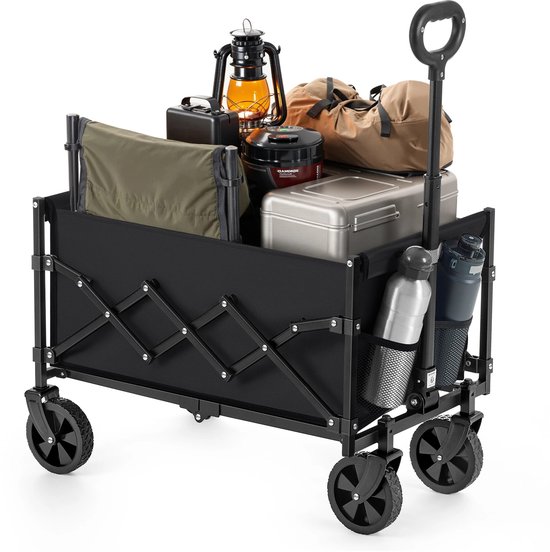 SmartLiving.Store - Bolderkar - Opvouwbaar - Trolley - Draaibare Wielen - Laadvermogen 180kg - Inhoud 90L - 42 x 67 x 90,5 cmZwart