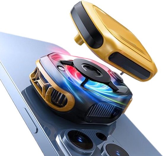 Smartphone Koeler - Telefoon Radiator - Mobiel Koelen - Magnetische Bevestiging - 54x69.5x44mm - Geel