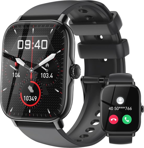 Smartwatch voor Heren en Dames - 1,85" Scherm met Oproepfunctie, Fitnesshorloge met 111+ Sportmodi, Hartslagmeter en Slaapmonitor van Smart