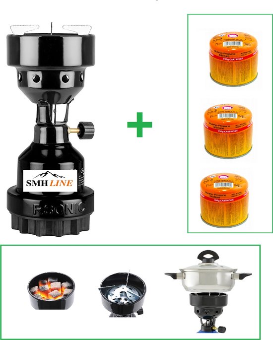 SMH LINE® 2in1 Gasbrander - Kolenbrander - Incl. 3x 190g Gaspatroon van SMH LINE®