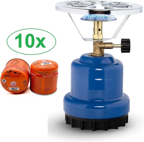 SMH LINE® Camping kooktoestel - Draagbaar Gasfornuis - Incl. 10x 190g gasflessen van SMH LINE®