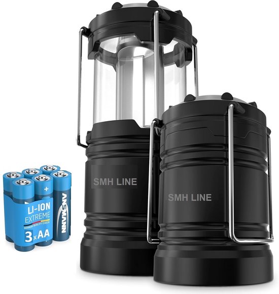 SMH LINE® Camping Lamp - Kampeerlamp - Incl. Batterijen - Noodlamp - LED - lantaarn - Kampeerlamp - Tentlamp - Zwart van Merkloos