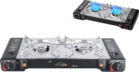 SMH LINE® Dubbele Camping kooktoestel - 2 Pits - 2x 2500W - Draagbaar Gasfornuis - Zwart van Merkloos