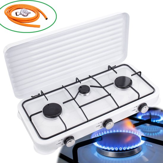 SMH LINE® Gas kooktoestel 3 pits XL - Camping kooktoestel - Gaskomfoor - Incl. Gasslang set van SMH LINE®