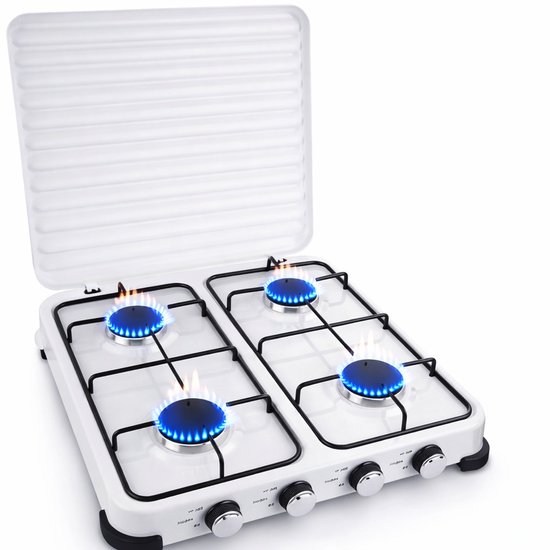 SMH LINE® Gas kooktoestel 4 pits - Camping kooktoestel - Gaskomfoor - Wit van Merkloos