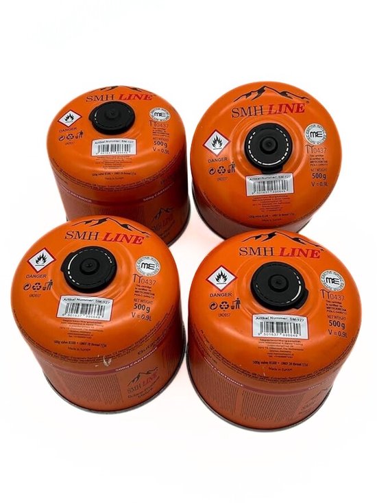 SMH LINE® Gascartridge - 4x 500g - Gascartouche - EN417 Schroefventiel van SMH LINE®