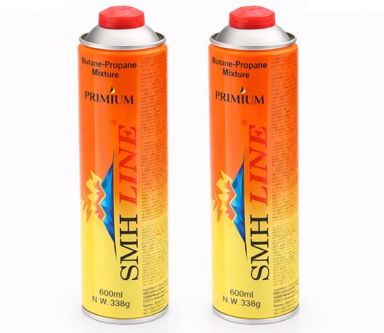 SMH LINE® Gasflessen - 2x 600ml - EN417 Schroefventiel - Gasfles voor onkruidbrander van Merkloos