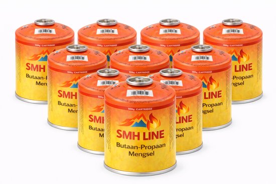 SMH LINE® Gasflessen - Gascartouche - 12x 450g - EN417 Schroefventiel - ∅ 11x14cm - Passend op WEBER BBQ van SMH LINE®