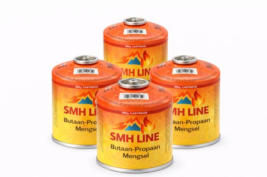 SMH LINE® Gasflessen - Gascartouche - 4x 450g - EN417 Schroefventiel - ∅ 11x14cm - Passend op WEBER BBQ van SMH LINE®