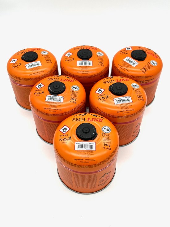SMH LINE® Gasflessen - Gascartouche - 6x 500g - EN417 Schroefventiel - Ø 12x12,5cm van SMH LINE®