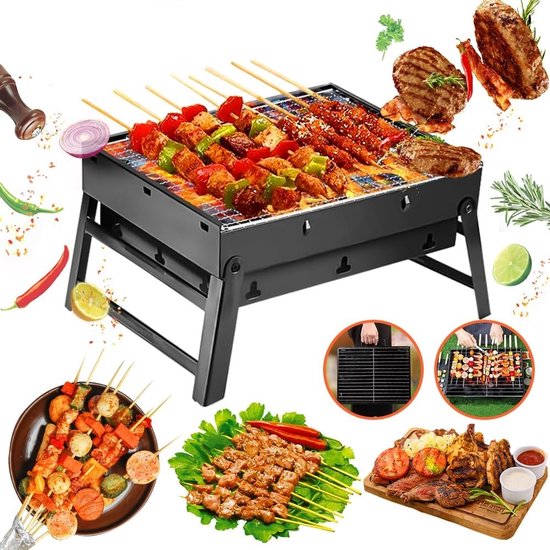 SMH LINE® Opvouwbaar Houtskoolbarbecue - Draagbaar Barbeque - Camping Grill - 43x29x22 (LxBxH) - Tafelbarbecues van SMH LINE®