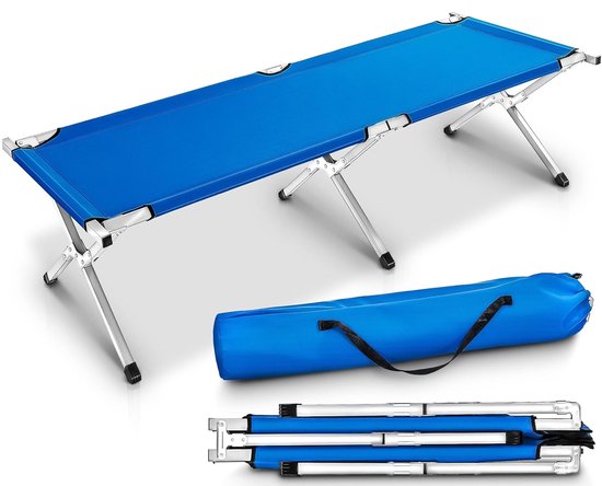SMH LINE® Veldbed - Kampeerbed - Stretcher - Tot 150 KG - 190x70x45cm - Incl. Draagtas - Blauw van Merkloos