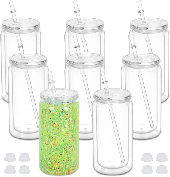Sneeuwbol Tumbler - DIY Bekers - Creatieve Cadeaus Maken - Dubbelwandig Ontwerp - 16oz - Transparant