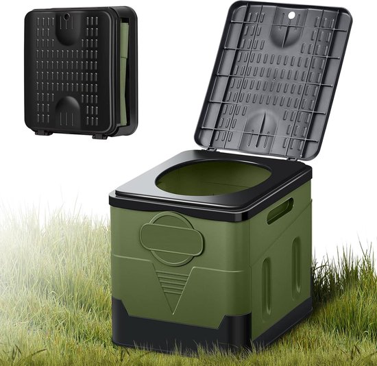 Snel klaptoilet droogtoilet draagbaar belastbaar tot 150 kg - wasbaar - zonder chemicaliën - mobiel toilet - voor outdoor camping festival file tenten - groen van Mobilio