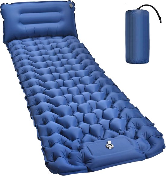 SnelShoppen - 10 cm Hoge Luchtmatras Camping - Compact Opblaasbaar Isolatiemateriaal - Ultralicht met Voetpomp - Waterdichte Slaapmat voor Buiten, Wan