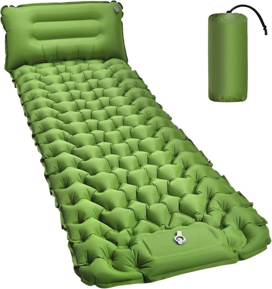 SnelShoppen - 10 cm Hoge Luchtmatras Camping - Ultralicht Opblaasbare Isolatiematten met Voetpomp - Waterdicht Slaapmat voor Buiten, Hiking, Strand (G
