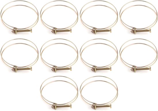 SnelShoppen - 10 Stuks Verstelbare Dubbele Draad Slangklemmen RVS Water Slang Barb Klem Tube Clip Hoepel 100mm (94-100) voor Tuin, Keuken en Doe-Het-Z