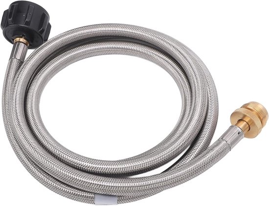 SnelShoppen - 1.5m Gas Slang Adapter RVS Gasbuis Verlenging voor Camping Grill, Griddle en Buddy Kachels met Duurzame Messing Aansluitingen