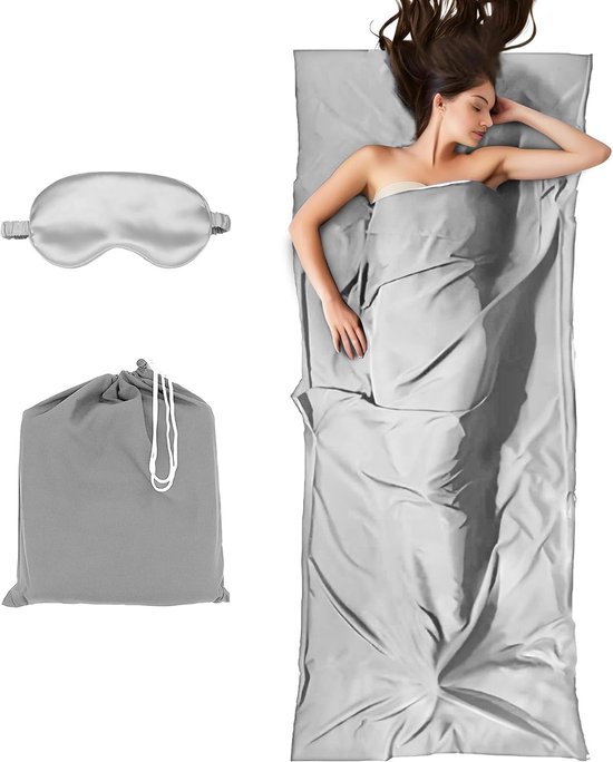 SnelShoppen - 2-in-1 Ultralight Sleeping Bag met Zip, Katoenen Reisdeken, XL Reisdeken 90 x 220 cm, Ideaal voor Backpacking en Hostels