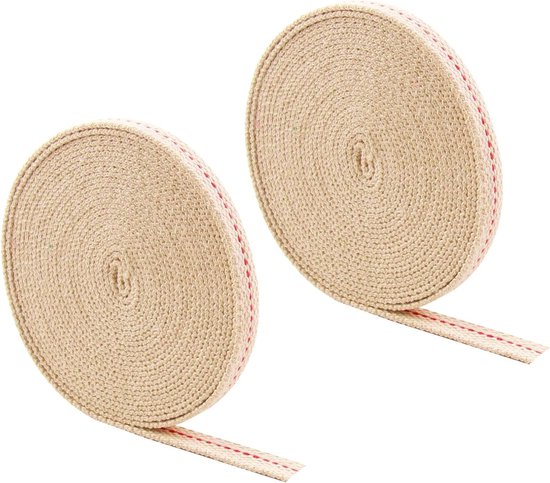 SnelShoppen - 2 Rollen Olielamp Lont 5m x 12mm - Katoenen Platte Lont voor Olielampen, Petroleum Lampen, Stormlampen - DIY en Reserve Onderdelen