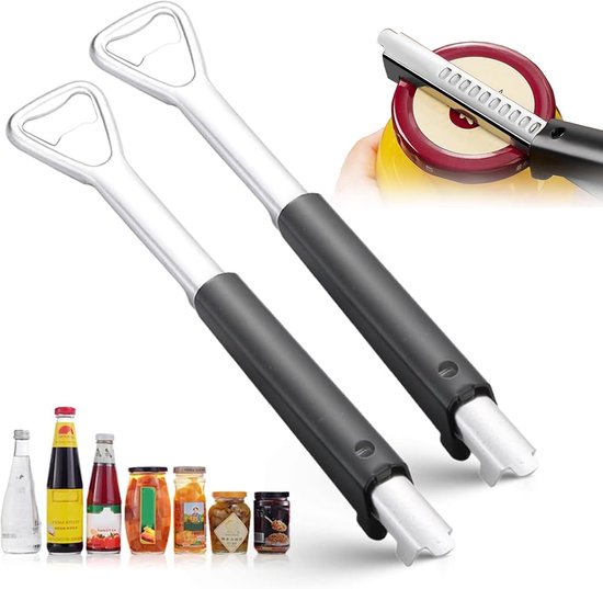 SnelShoppen - 2 Stuks Blikkenopener voor Senioren - Handmatige Blikkenopener, Schroefdoppenopener, Arthritisvriendelijk - Rvs, Lichtgewicht, Multi-fun