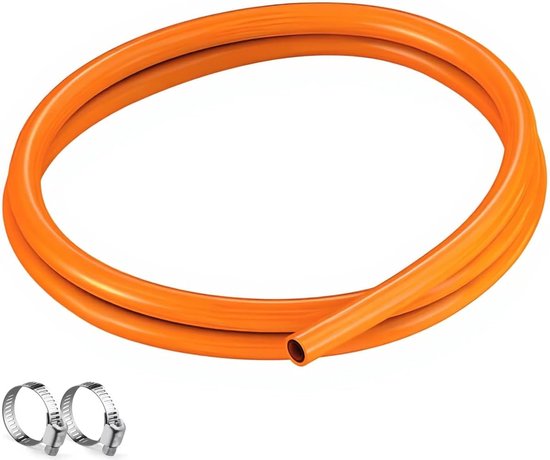 SnelShoppen - 2m Gas Slang 8mm LPG PVC Hose met 2 Installatie Clips - Duurzaam en Levensduur Verlengend voor Buiten Koken, BBQ, Camping, Tuin