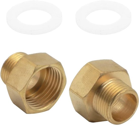 SnelShoppen - 2x Gas Adapters 1/2 Inch IG x 3/8 Inch AG - Hoogwaardige Messing Gasfles Adapter voor Gasfornuis, Crutch Cooker en Camping Koken