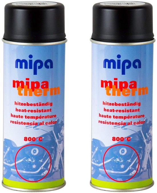 SnelShoppen - 2x Hittebestendige Mipa Thermische Ovenlak 800 °C Zwart - 400 ml voor Keuken, Tuin, BBQ en Camping