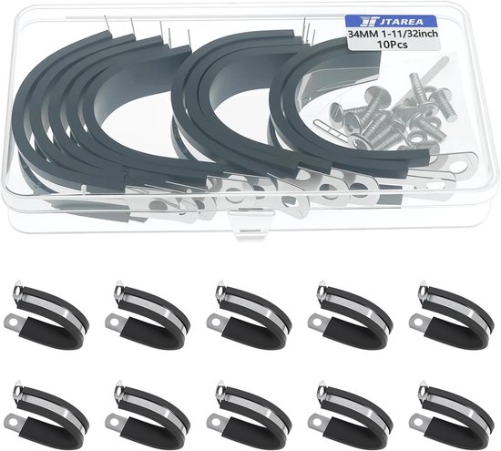 SnelShoppen - 34MM Kabelklem Rubber P-Clips Rvs Slangklemmen 1-11/32 Inch Stalen P-Clamp Kabelklem met Schroeven voor Tuin, Keuken en DIY Projecten