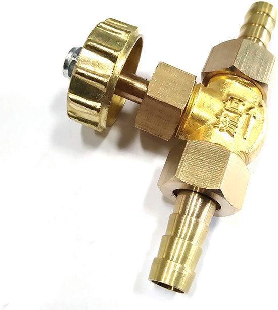 SnelShoppen - 3/8 Inch Naaldklep Messing Propaan Butaan Barbed Draad Regulator 1MPa voor 8mm/10mm Slang - Perfect voor Camping en Buitenkeuken