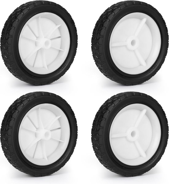 SnelShoppen - 4 stuks Ø 175 mm Rubber Wielen voor Grasmaaier, 7 Inch Vervangingswielen, Draagvermogen 70 kg, Geschikt voor Bolderkar en Gazontractor