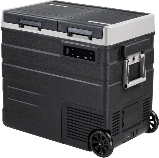 SnelShoppen - 57L Dual-Zone Compressor Koelbox 2in1 Koeler & Vriezer Elektrische Vriesbox met LED Touch Control 12/24V en Wielen voor Camping en Auto