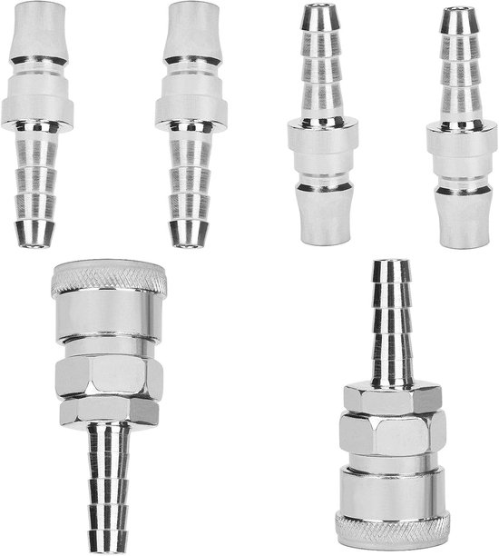 SnelShoppen - 6Pcs 8mm Slangnippel Snelsluiting Gasaansluiting voor Caravan, Grill en Camping - Veilig en Eenvoudig in Gebruik