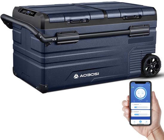 SnelShoppen - 75L Compressor Koelbox met Dubbele Zone - Wifi App Bediening - USB Aansluiting - 12/24V & 100-240V - Koelbox voor Auto, Vrachtwagen, Boo