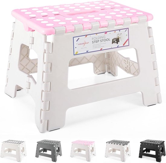 SnelShoppen - 9 inch Opvouwbare Opstapkruk Lichtgewicht - Antislip Plastic Kruk voor Kinderen en Volwassenen - Zwaar Belastbare Opstapkruk voor Thuis,