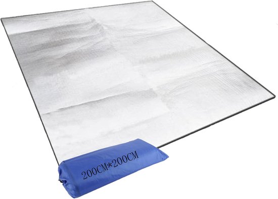 SnelShoppen - Aluminium Isolatiemat 200 x 200 cm, Vouwbare Slaapmat voor Kamperen, Tentmat, Waterdicht, Thermische Mat voor Strand, Picknick, Camping