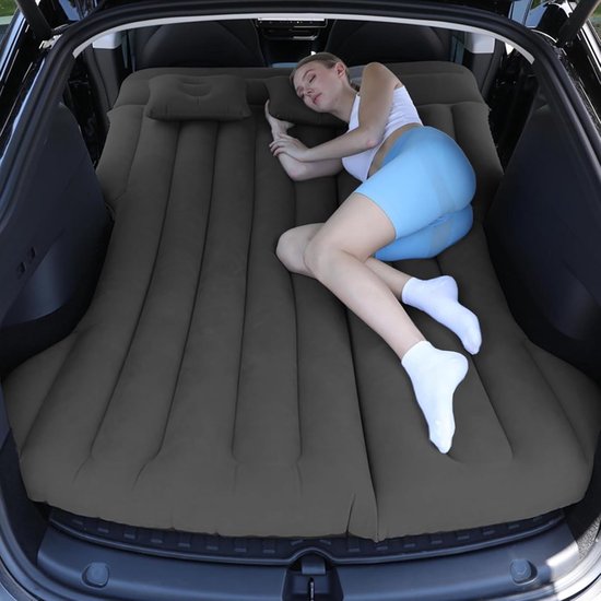 SnelShoppen - Auto Luchtbed SUV Matras Vouwbaar voor Kamperen Reizen Tent Dubbel Airbed Kofferbak Achterbank Slaapbed (Zwart)