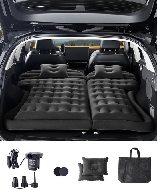 SnelShoppen - Auto-luchtmatras Opblaasbaar Campingmatras met Luchtpomp, Draagbare Slaapmat voor SUV MPV Limousines, Inclusief 2 Kussens en Draagtas, Z