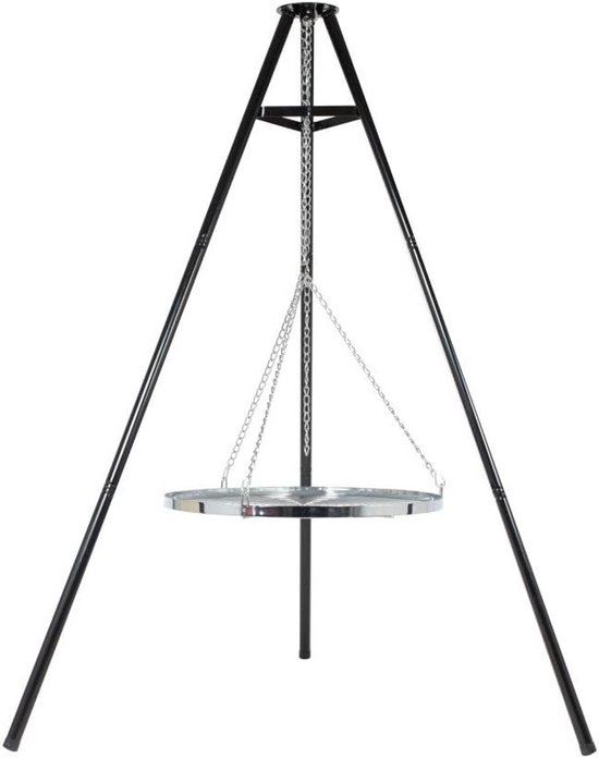 SnelShoppen - BBGrill Hangende BBQ Tripod - Zwart, 148x82x106 cm - Perfect voor Tuin, Camping, Feest en Buitenkoken