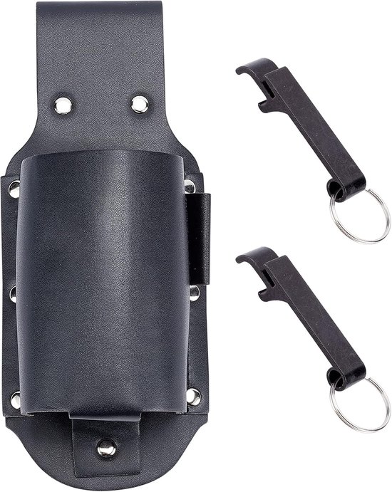 SnelShoppen - Beer Holster PU Leren Bierfles Houder met Opener - Drink Belt Bag voor Camping, Feest en Tuin - Geschikt voor 12 oz Flessen en Blikjes