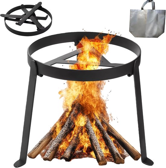 SnelShoppen - Camp Fire Grill Grate, Vouwbare Camping Grill, Hittebestendige Tripod BBQ Frame met Opbergtas voor Camping, Outdoor Feesten en Hiking
