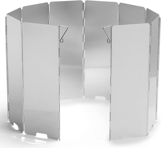 SnelShoppen - Camping Kookstel met Windscreen, 10 Platen, Aluminium, Vouwbaar en Draagbaar met Opbergtas voor Camping, Picknick, Backpacken en Koken